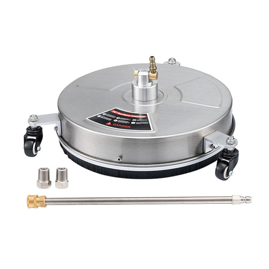 TRELVEX 15" High-Pressure Surface Cleaner on Wheels, Stainless Steel Power Washer Attachment with 1/4" Quick Connector and 2 ExWands for Sidewalks and Patios Stainless Steel