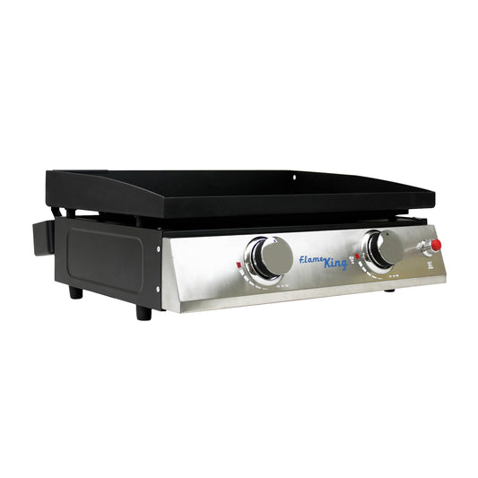 Flame King 22-inch Double Burner Flat Top Griddle for Outdoor BBQ Grill, Portable Propane Gas Griddle for Camping and Tailgating