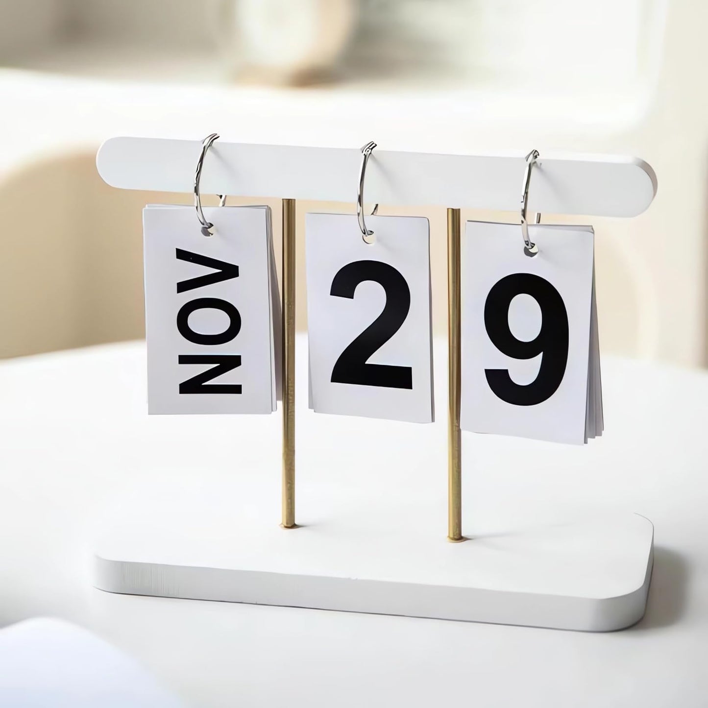SUPTEC Perpetual Daily Flip Calendar for Desk 2026 Reusable Office Desktop Decor Home Accessories Photography Props (White)