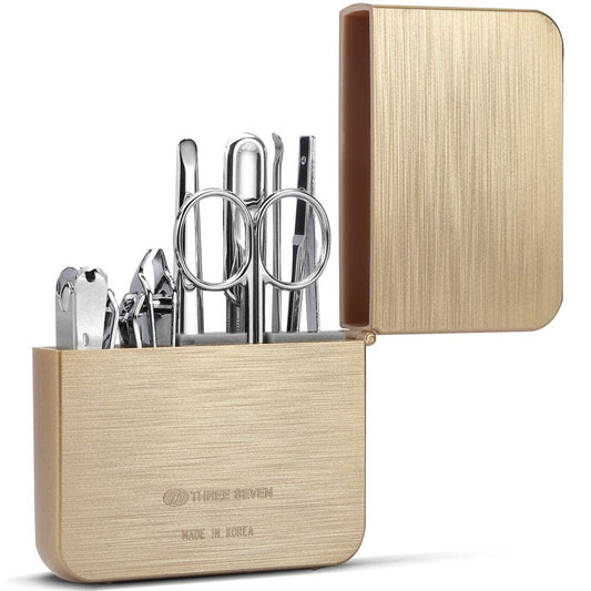 Korean Nail Clipper! World No. 1, Three Seven 777 Travel Manicure Pedicure Grooming Kit Set Made in Korea, Since 1975 (4112GC)