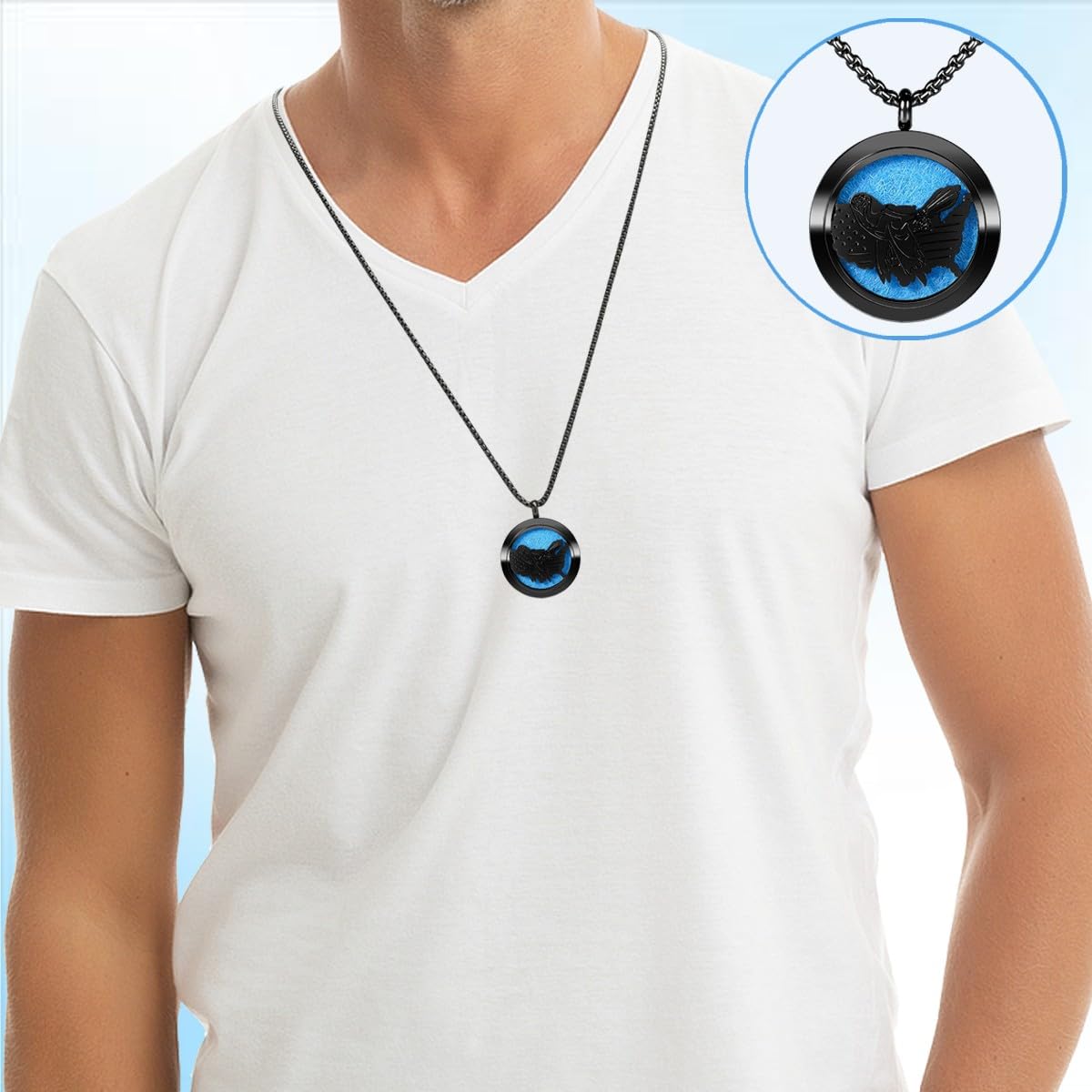 Aromatherapy Diffuser Necklace-Eagles Essential Oil Necklace,Aromatherapy Diffuser Pendant for Men and Women,Portable,Suitable for Yoga,Meditation,Travel,Stress Relief Gift(Black 30mm)