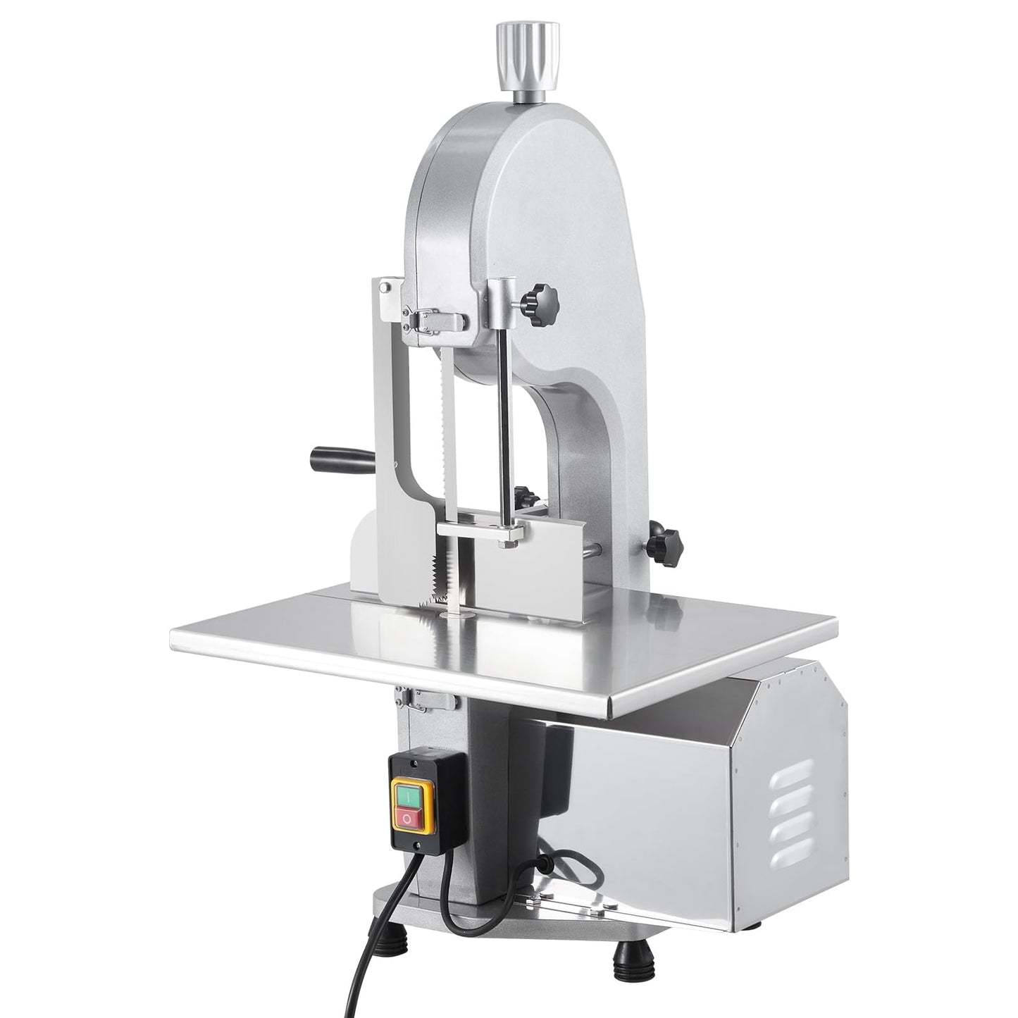 1100W Electric Bone Saw Machine, 0.16-7.09 Inch Cutting Thickness, Frozen Meat Cutter With 5 Saw Blades, 19.3"x15" Table Sawing for Chicken Fish Trotter Beef