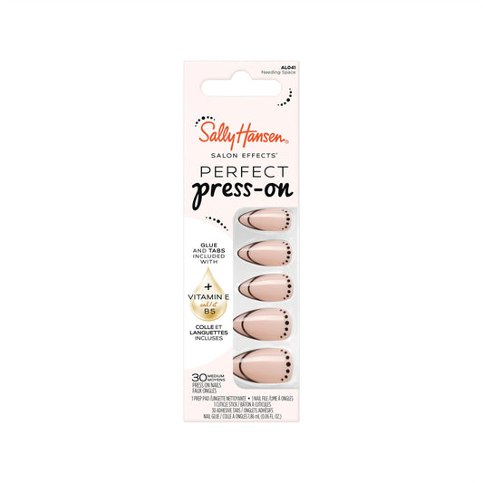 Sally Hansen Salon Effects Perfect Press-On Nails | Almond Shape | Easy to Apply, Non-Damaging| 30 Nails, Nail Glue, Adhesive Tabs, File| Needing Space