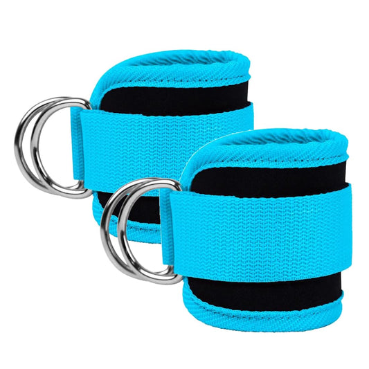 EastyGold Ankle Straps Ankle Resistance Bands Wrist Cuffs Padded Straps Adjustable Fitness Glute Kickback D-Ring for Cable Machine Gym Foot Leg Training Brace Support 1 Pair (Azure)