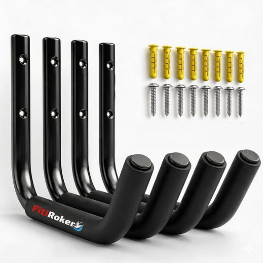 FitiRoker Kayak Storage Rack – 100LB Wall Mounted Kayak Hook with EVA Padding | Kayak Wall Mount & Kayak Rack for Garage | Garage Storage Hooks for Canoes, Paddle Boards, Ladders, Bikes (Round Tube)