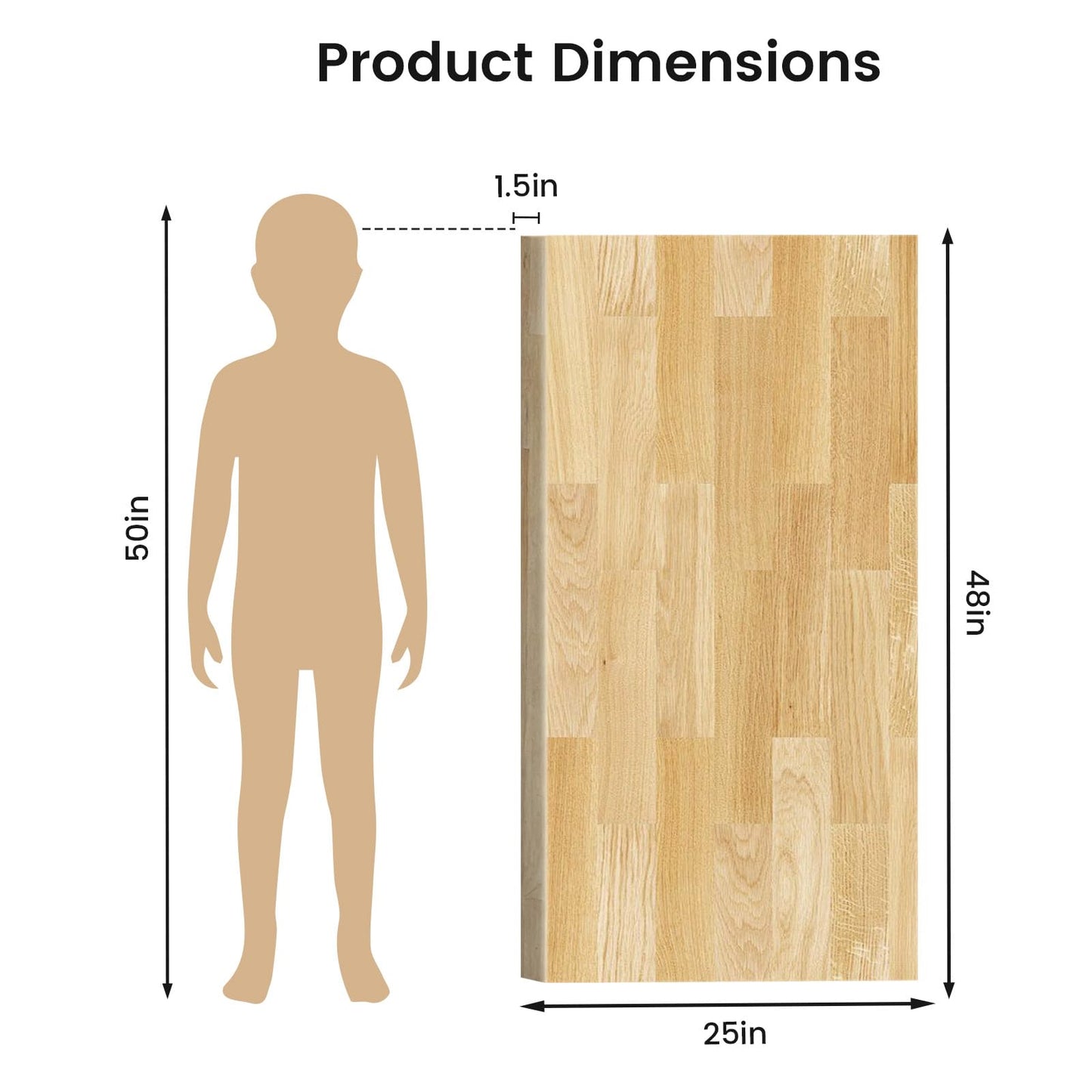 4FT x 25IN Solid Birch Wood Butcher Block Countertop - Intravast 1.5 Inch Thick Unfinished Heavy Duty DIY Butcher Block for Kitchen Island, Bar Top, Workbench, Laundry Room Dining Table