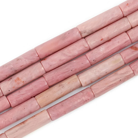 HAAMIIQII Natural Pink Rhodochrosite Tube Beads 13x4mm Column Stone Cylinder Gemstone Loose Beads for Jewelry Making Strand 15 Inch (28-29pcs)