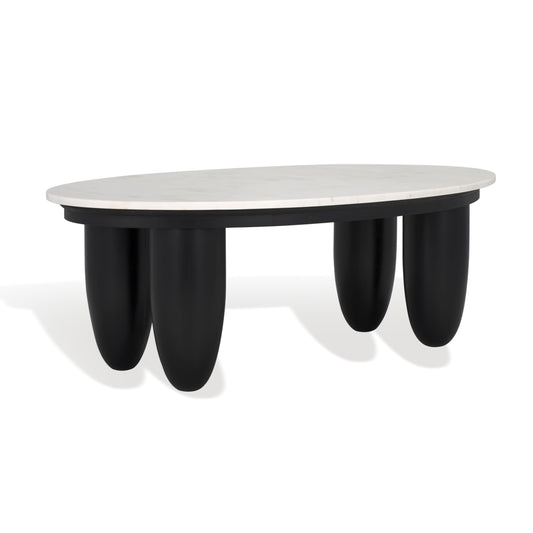 SAFAVIEH Couture Collection Hobbes Black Solid Wood/Marble Top Coffee Table