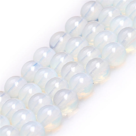 6mm White Opalite Beads Round Gemstone Loose Beads for Jewelry Making 15"(60-62pcs/strand)