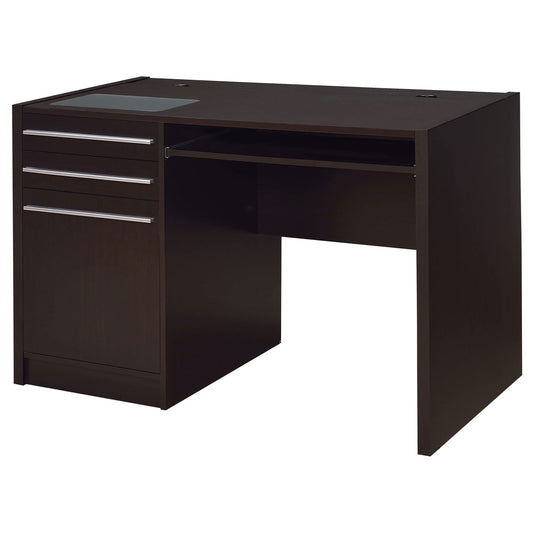 Coaster Home Furnishings - Halston - Engineered Wood - 47-Inch Computer Desk with Drawers, Door Cabinet & Lift-Top Storage, Tempered Glass Top, Contemporary Style - Home Office - Cappuccino - 800702