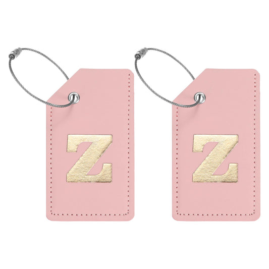 TIXIPEM Initial Luggage Tags for Suitcases [2PCS] - Identifier Name Baggage Tag with Iron Loop Use for Airplane & Travel Essentials - [PU Leather - Letter Z] Monogrammed Labels