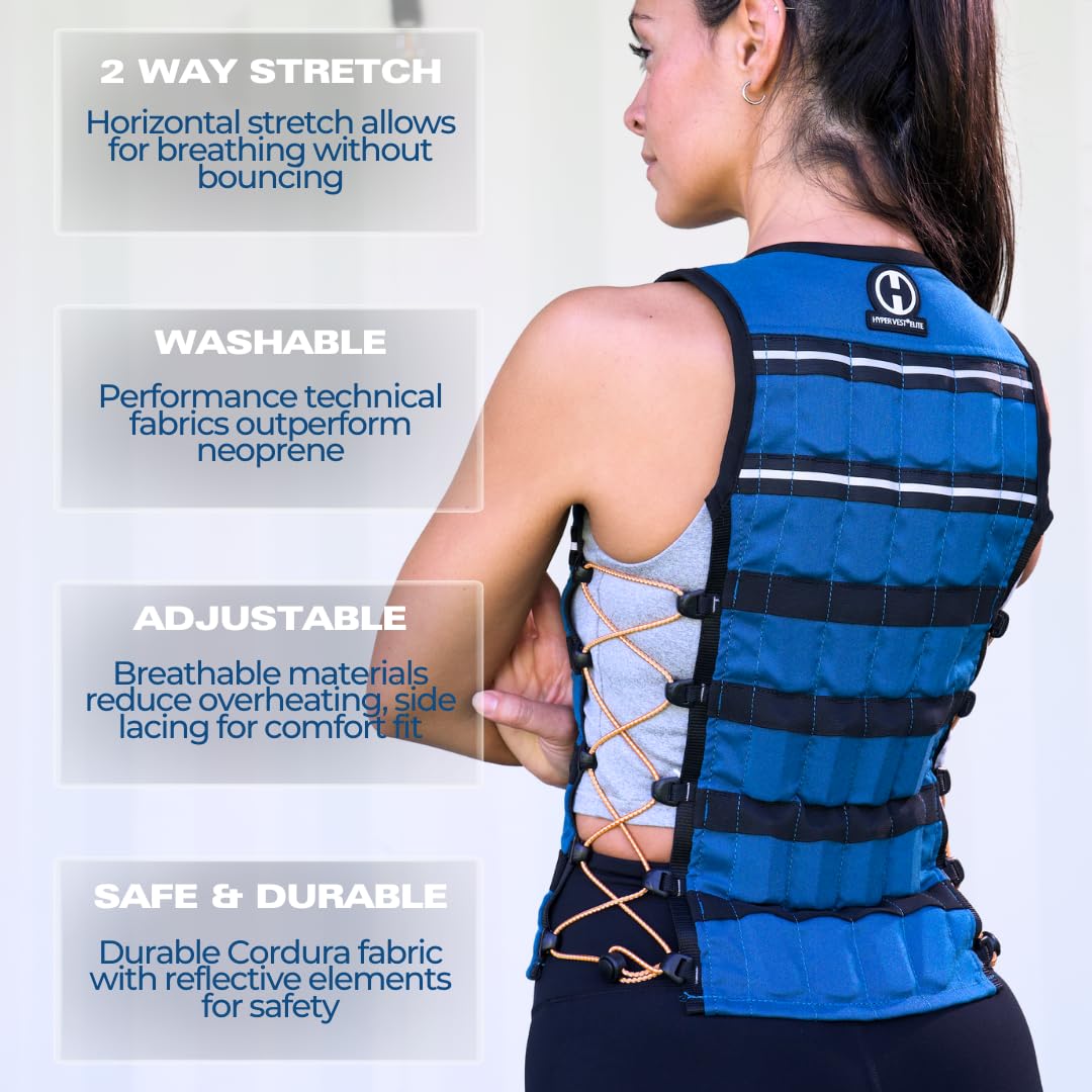 Hyperwear Hyper Vest ELITE Fully Adjustable Weight Vest - Stretch CORDURA® Fabric YKK Zipper Thin Steel Weights - Weighted Vests for Running, Strength, Endurance, Walking (20 lbs MEDIUM)