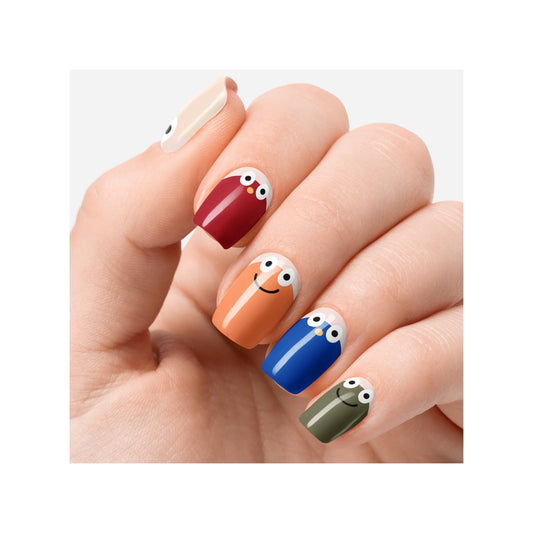 OAUEE Semi Cured Gel Nail Strips | Gel Nail Stickers with UV Light Required | Salon Quality, Easy Application and Removal（Colorful Faces）