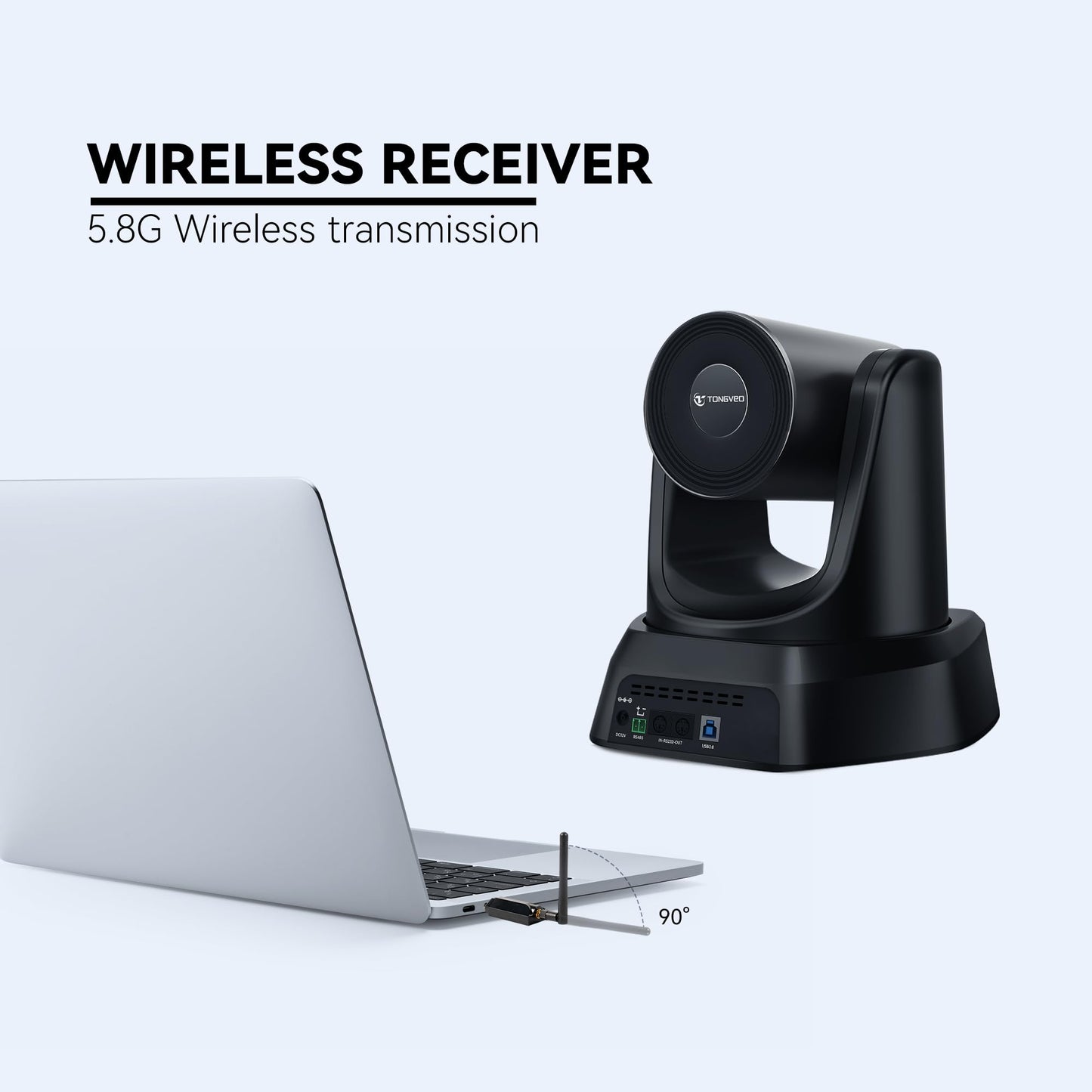 TONGVEO 5.8GHz Wireless Conference Room Camera System with Bluetooth Microphone,20X 60fps PTZ Camera for Worship Online Conference, Works with Zoom, Skype OBS Easy to Set Up