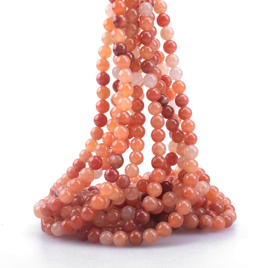 ICAI Beads 10mm Natural Red Aventurine Stone Round Loose Stone Beads for Jewelry Making DIY Crafts Design 1 Strand 15" APPR.34-36pcs