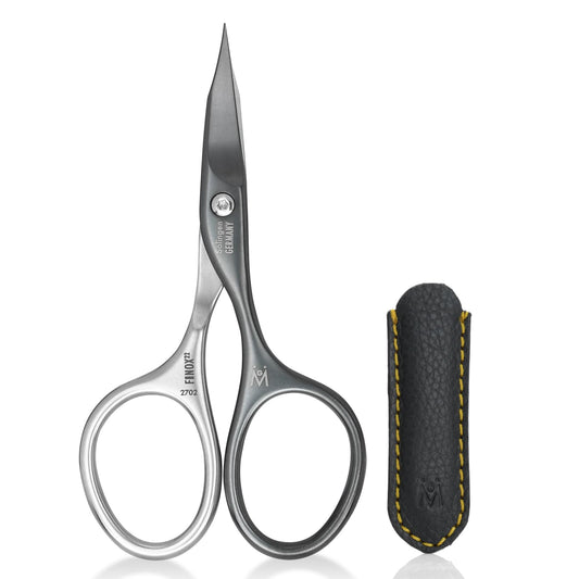 GERMANIKURE Nail and Cuticle Scissors - Self-Sharpening FINOX22 Titanium Coated Stainless Steel Professional Manicure Tools in Leather Case - Ethically Made in Solingen Germany - 2702