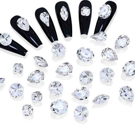 DONGZHOU 72pcs Mix Shape Crystal Nail Art Rhinestone Gems Point Back Fancy Stone Sew On Rhinestone Loose Crystal Sewing for Clothing Wedding Dress Nail Art Shoes Bags DIY Crafts