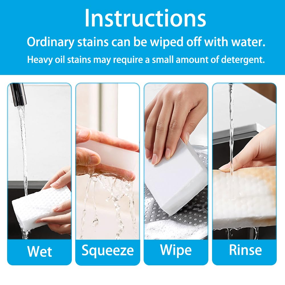 SmilinFit Magic Sponge Erasers, 20 Pack 2X Density Stronger Melamine Sponge Foam Pads, Multi-Functional Household Cleaning Supplies Cleaner for Kitchen, Bathroom, Bathtub, Sink, Wall Cleaner