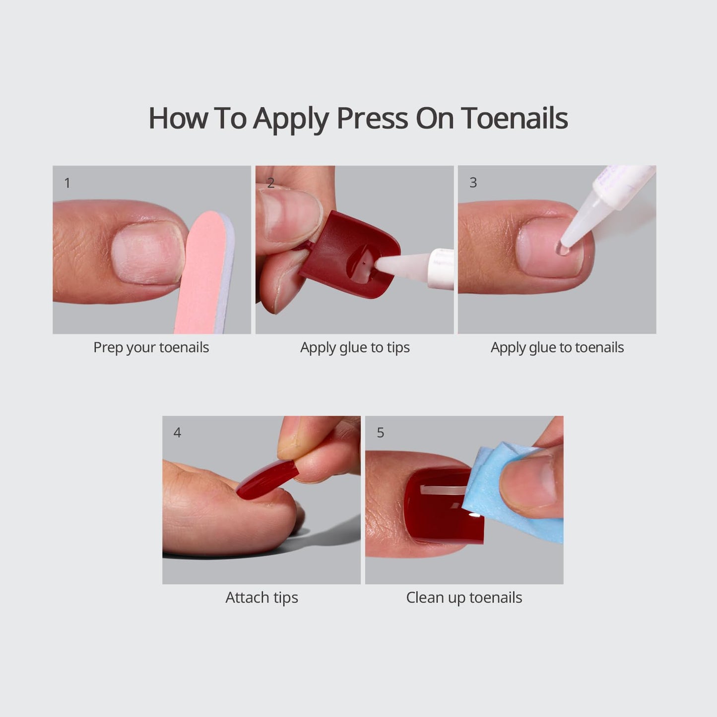 BTArtbox Press On Toenails Short - Your Highlight, Silver Star French Tip Square Toe Nail Press Ons with Glue and Adhesive Tabs for Women in 15 Sizes - 30 Toenails All-in-One Kit