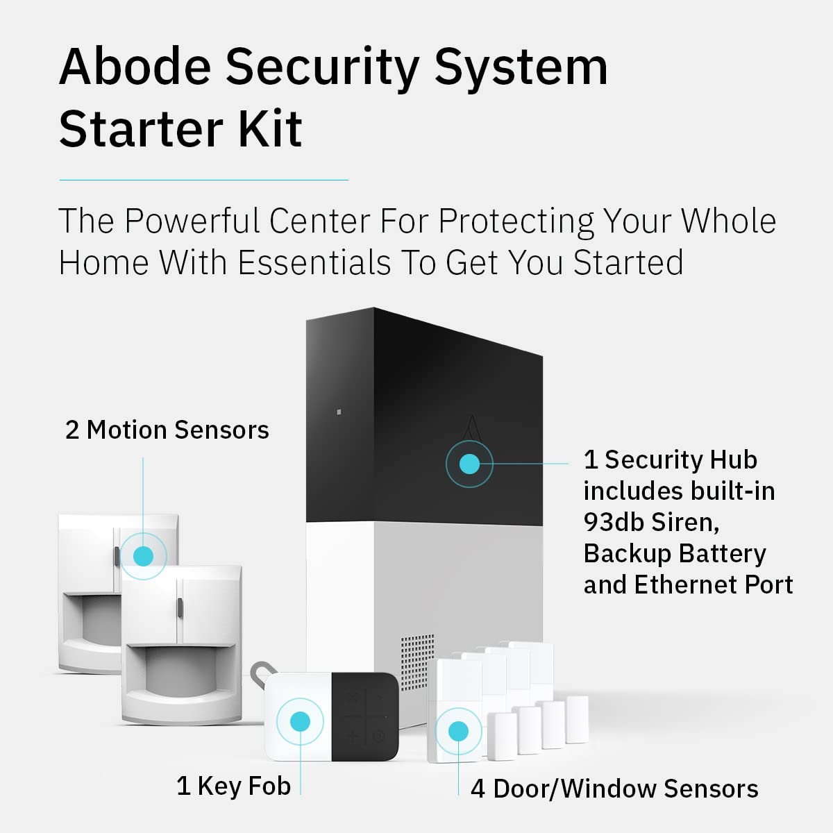 Abode 8 Piece Wireless Smart Security System - Works with Apple HomeKit, Z-Wave and Zigbee Devices - Expandable to Protect Your Whole Home - Easy DIY Installation - Optional Professional Monitoring