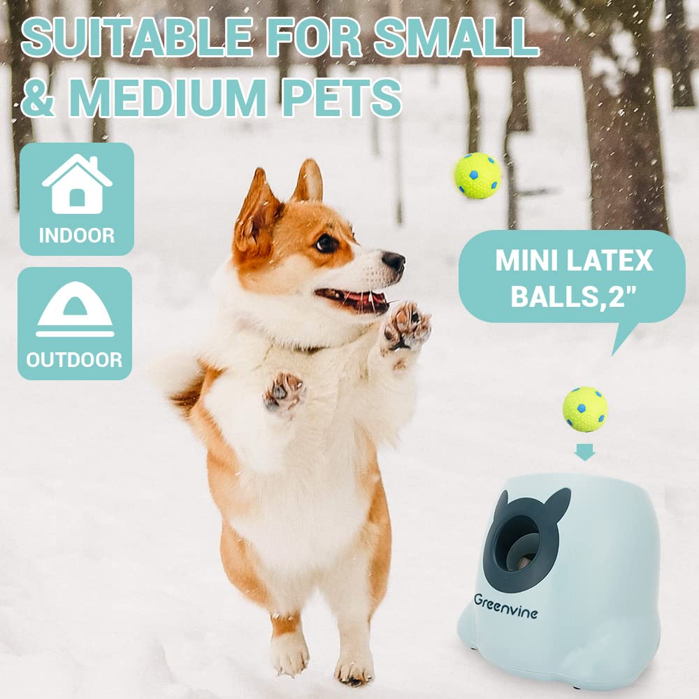 Greenvine Automatic Dog Ball Launcher Interactive Ball Thrower Fetch it Machine for Dogs with 6 Durable High Elasticity Latex Balls Included