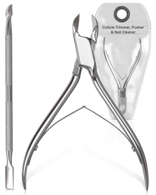 Cuticle Nippers & Trimmer Manicure Clippers Dead Skin Remover - Professional Stainless Steel Cutters Beauty Tool with Nail Cleaner and Pusher