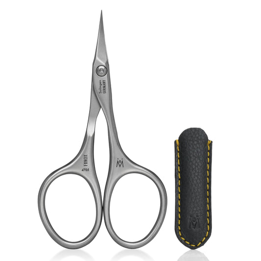 GERMANIKURE Tower Point Cuticle Scissors Grooming Scissors FINOX Stainless Steel Professional Nail Scissors in Leather Case -Ethically Made in Solingen Germany - 4705