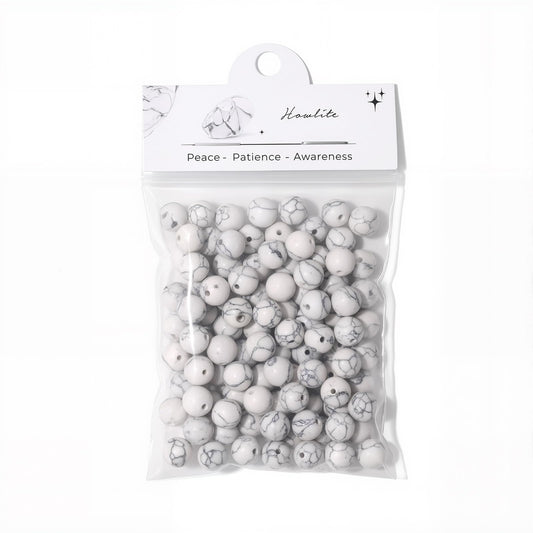 Raicegs 100pcs 8mm Howlite Beads Natural Gemstone Beads Round Loose Beads for Jewelry Making DIY Bracelets Necklace