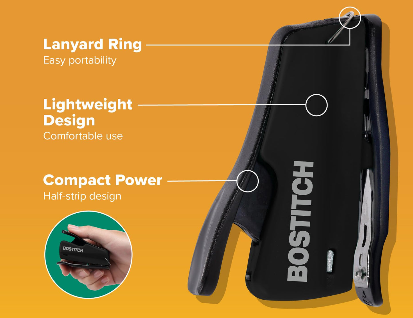 Bostitch Nano Mini Staplers, Black, 2-Pack (1830-2PK)