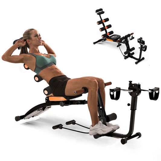 Techimes Ab Machine for Home Gym | Multi-Functional Adjustable Ab Trainer, Ab Workout Bench for Full Body Workout, Sit Up Machine for Abdominal, Exercise Chair for Core, Leg, Thighs, Buttocks Black