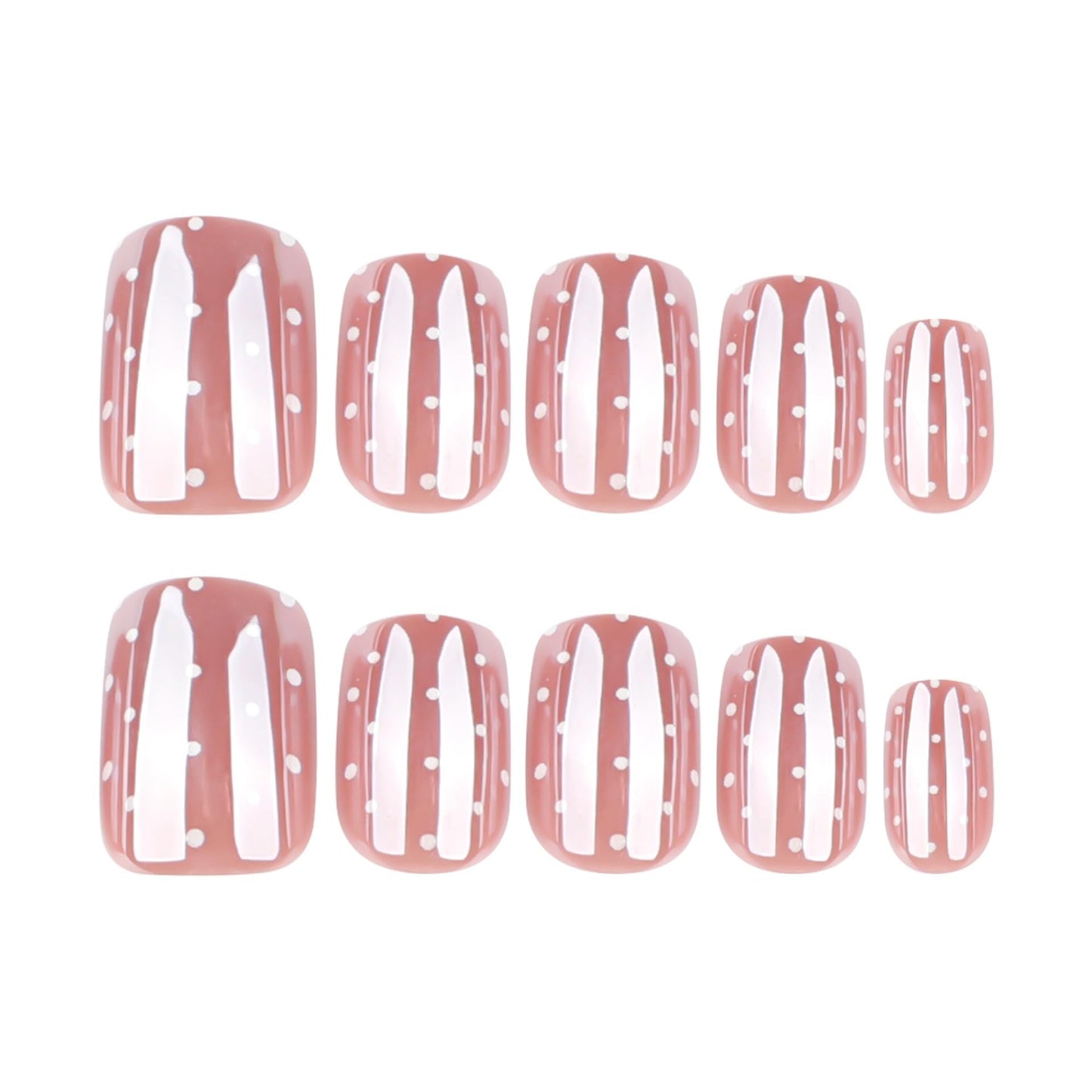 CTTHNBD Square Press on Nails - Short Fake Nails with Polka Dot Design - Glossy, Chrome Full Cover Stick on False Nails - for Women 24 Pcs