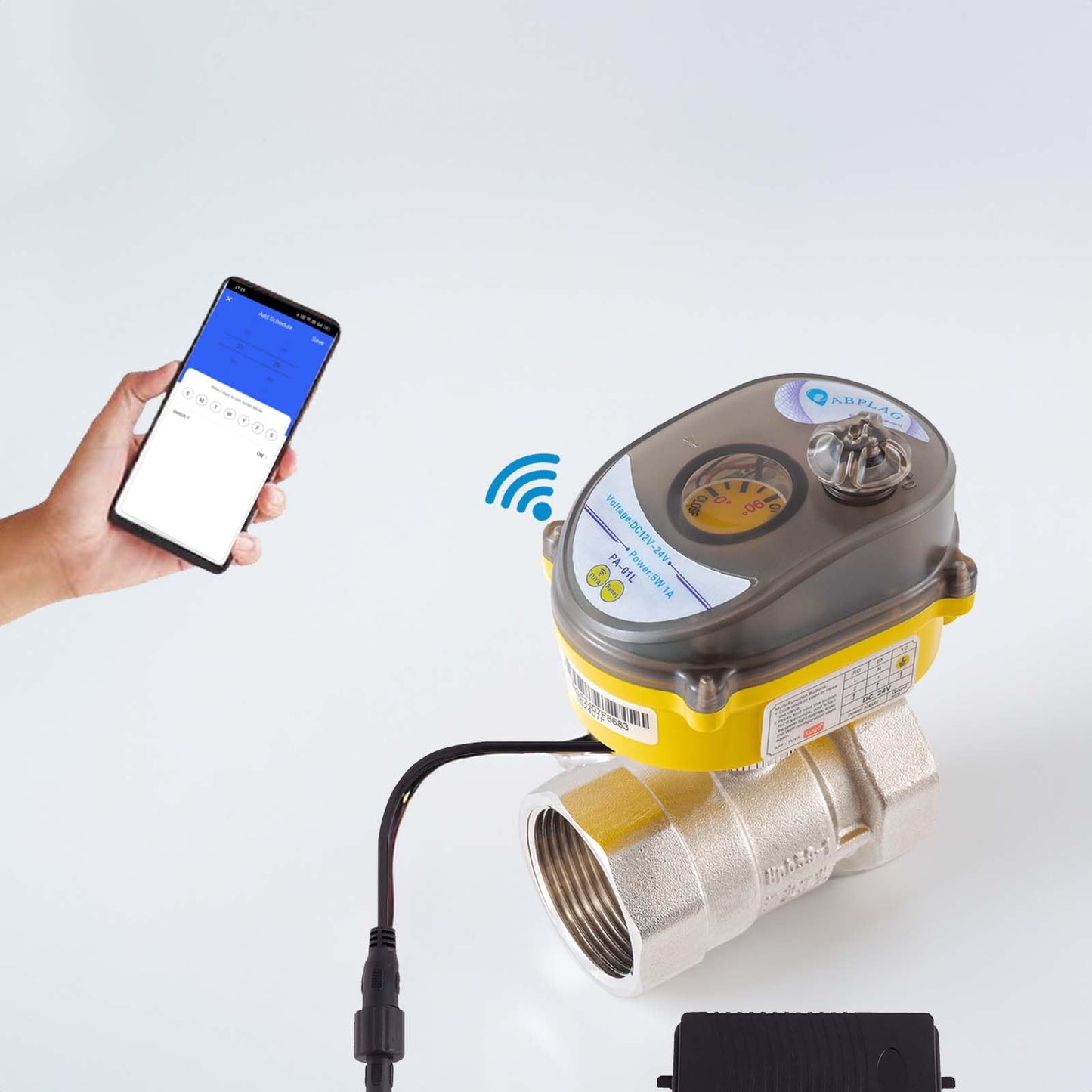Smart Electric Ball Valve 1 inch Full bore Ball Valve Tuya APP Smart WiFi Water Shut-Off Valve, Actuator 24V AC110V-230V Power Adapter and Automatic Return Setting. Smart Timer Water Valve DN25MM