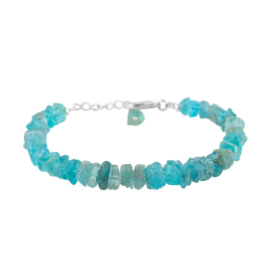 CRYSTALIS Natural Raw Neon Apatite Adjustable Bracelet, High Grade Rough Gemstones, Chakra Healing Crystals, Gift Giving Jewelry, 925 Sterling Silver Womens Bracelet 8 inch