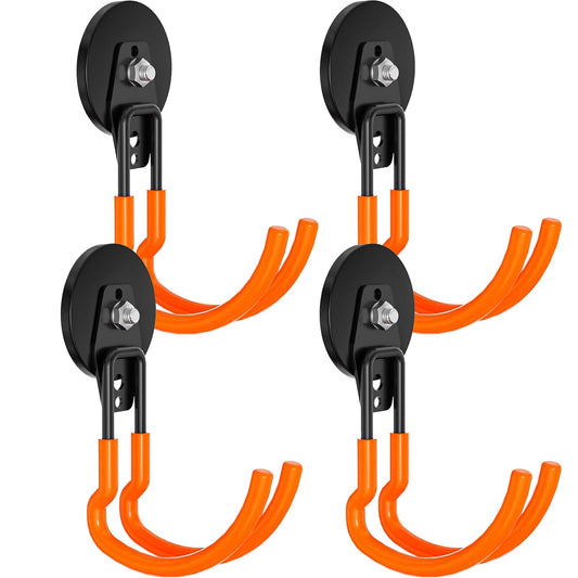 Lvoess Heavy Duty Storage Magnetic Utility Hooks Large Garage Magnet Hooks with Anti-Slip Coating for Metal Cabinet,Pegboard,Garage Shelve,Garden Tools (Orange4pro)