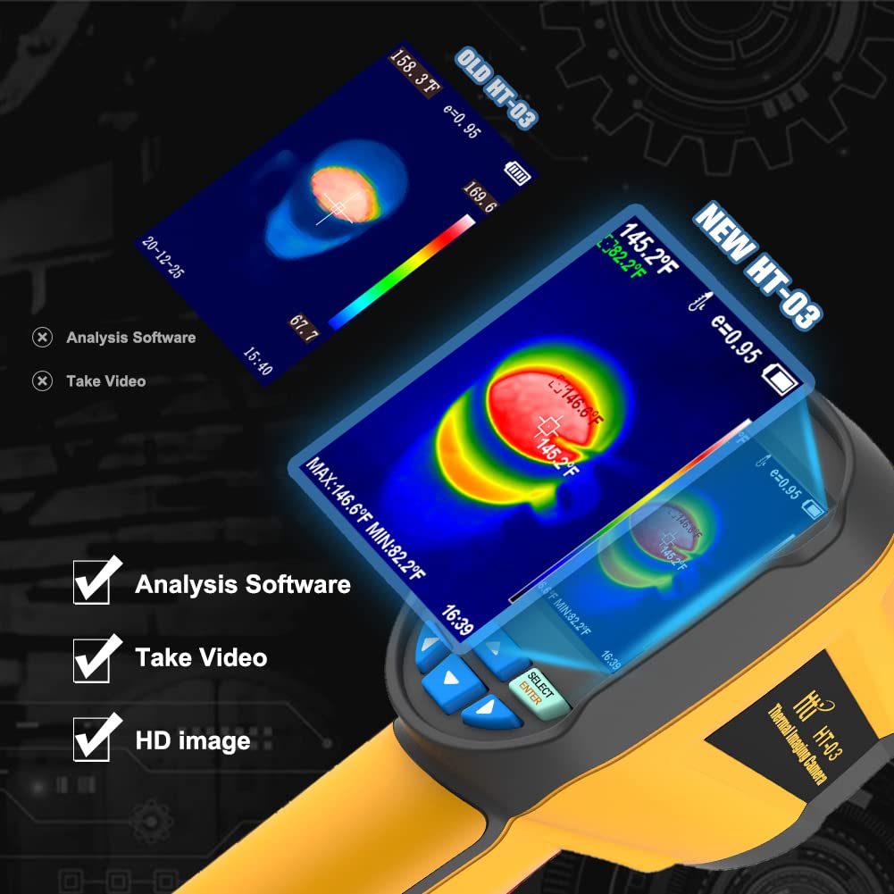 Thermal Imaging Camera, Pocket-Sized Infrared Camera with Real-Time Thermal Image, Temperature Measurement Range -4°F to 572°F, Mini IR Thermal Imager, Hti-Xintai (HT-03)
