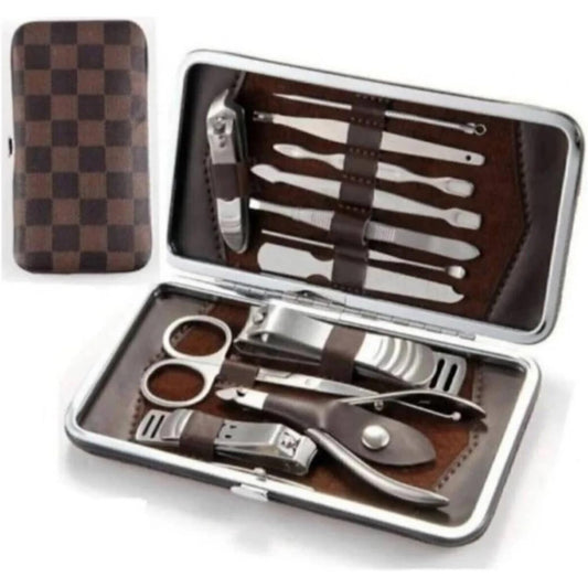 Manicure Set, Professional Manicure Kit Nail Clippers Set 12 in 1 Stainless Steel Pedicure Tools Nail Kit Women & Men Grooming Tool with Portable Brown Leather Travel Case Luxury Gifts for Unisex