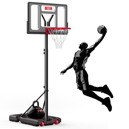 IGL Portable Basketball Hoop Outdoor, 3-10ft Adjustable Height, 40" Shatterproof Backboard, Fillable Base, Basketball Goal System for Driveway Backyard Pool, Fun for Family & All Ages