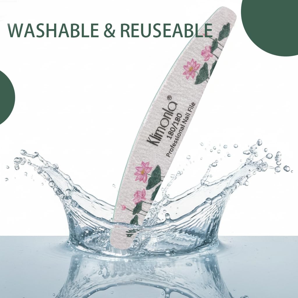 25PCS Floral Professional Nail Files 80/100/150/180/240 Grit, Emery Boards Nail Files for Natural Nails and Acrylic Nails, Double Sided Emory Boards limas para unas acrilicas Reusable Manicure Tools
