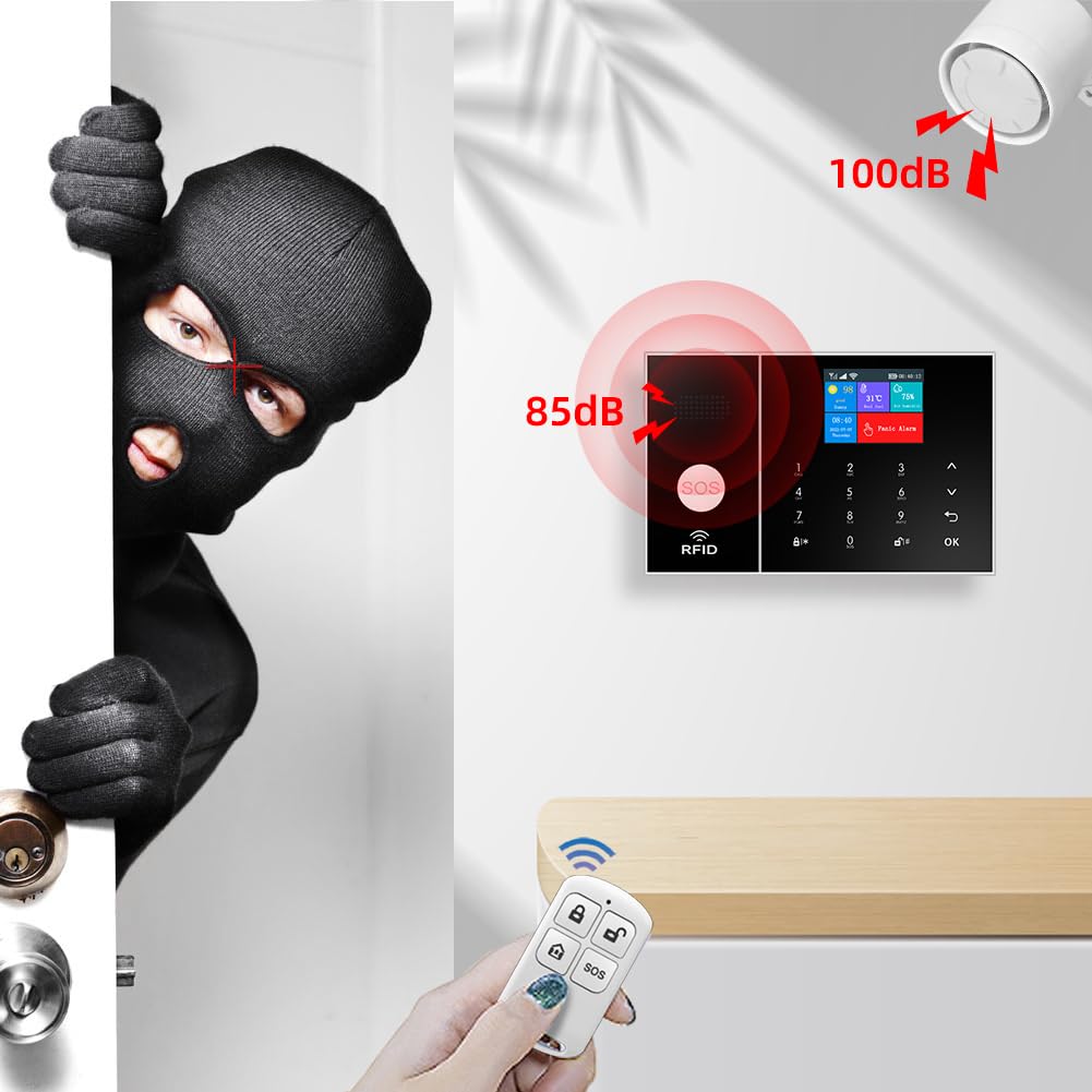 YBJ Alarm System for Home Security |16-Piece Kit – Home Security System | Expandable | Easy Setup | Mobile App Control | 24/7 Professional Monitoring | Alexa and Google Assistant Compatible