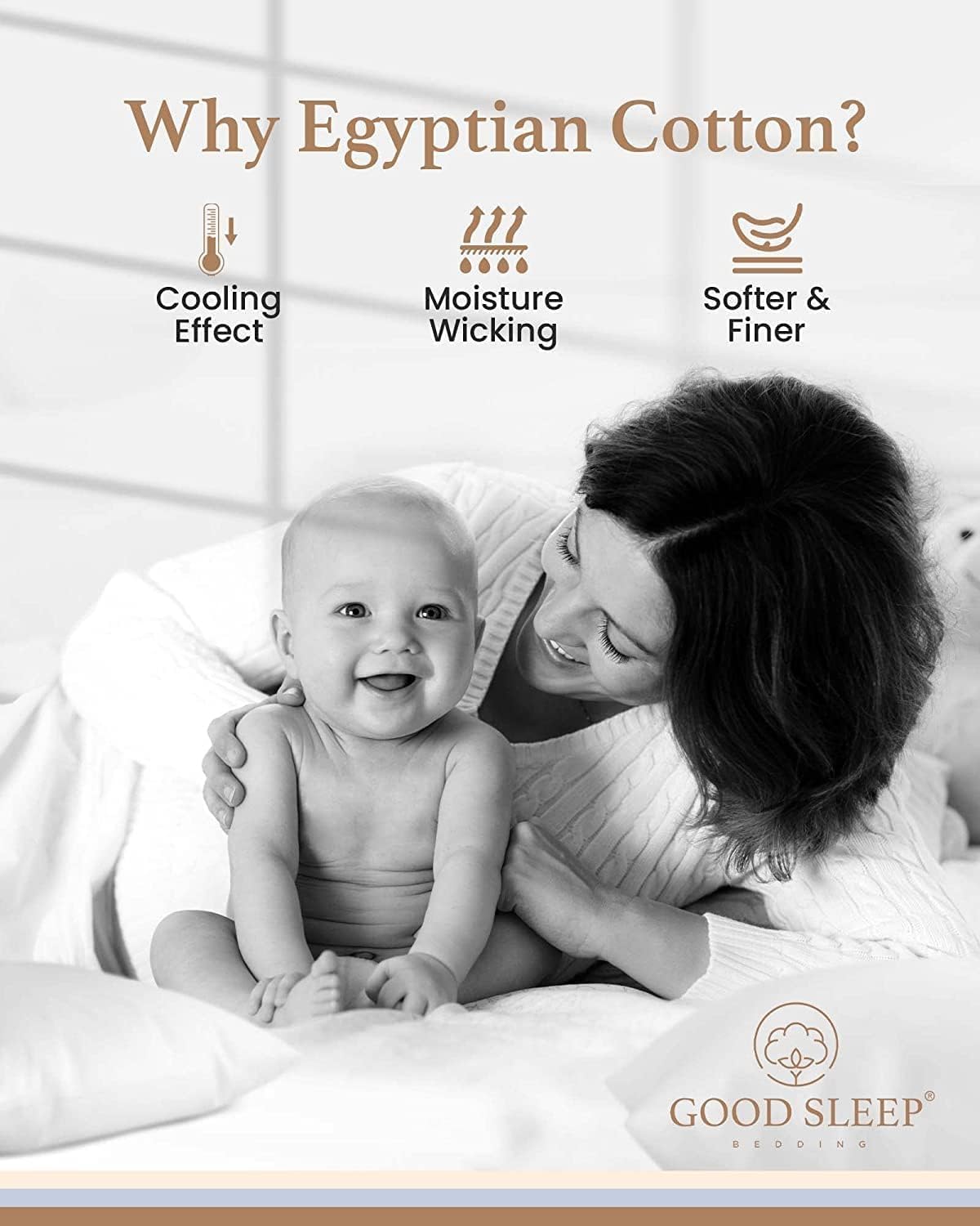 Good Sleep Bedding Split King Sheets Sets for Adjustable Bed Cotton, Luxury Sheets, Egyptian Cotton, 5 Piece 100% Cotton Split King Sheet Set, Sateen Sheets, 2 Fitted - 16" Deep Pocket, White