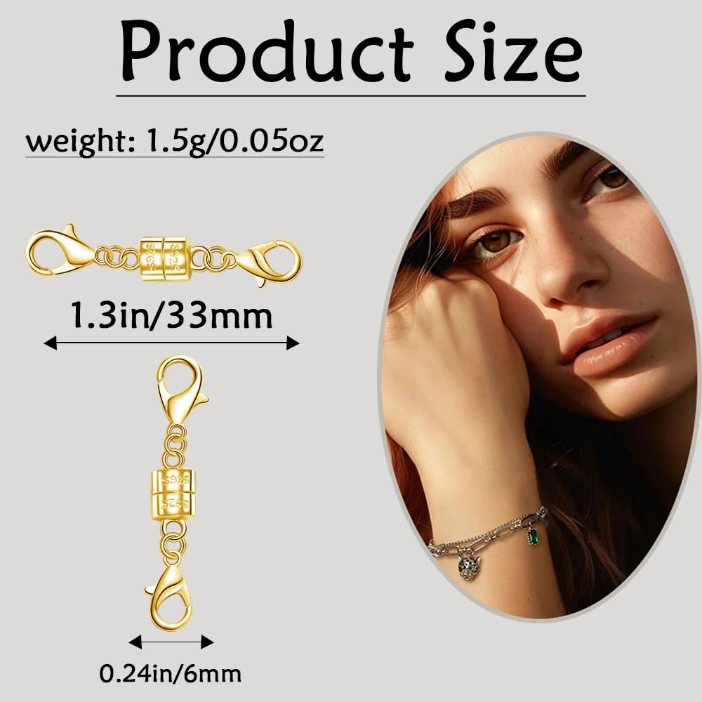 925 Silver Double Lobster Magnetic Necklace Clasps,Magnetic Jewelry Clasps for Necklaces Extender Bracelet Clasps and Closures (5golden)