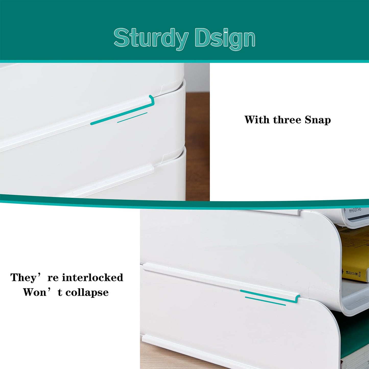 4 Tiers Stackable A4 Paper Trays, Office Desk File Holder, Tidy File Document Letter Book Paper Organizer (4 Tiers,White)