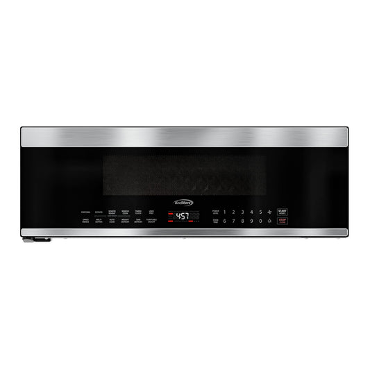 KoolMore 30 Inch Over-The-Range Low Profile Microwave, 1.2 Cu. Ft. Built-in, 10 Power Levels, 13.5” Glass Turntable, 1000-Watt Power, Advanced Air Vent, and Heat Circulation (KM-MLPOT-1SS)