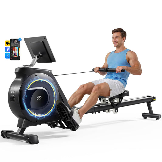 Rowing Machine for Home, 350 LB Capacity, 16-Level Silent Resistance, Magnetic Rowing Machines for Home Foldable, Full-Body Workout Compact Rowing Machine for Cardio & Strength with APP Support