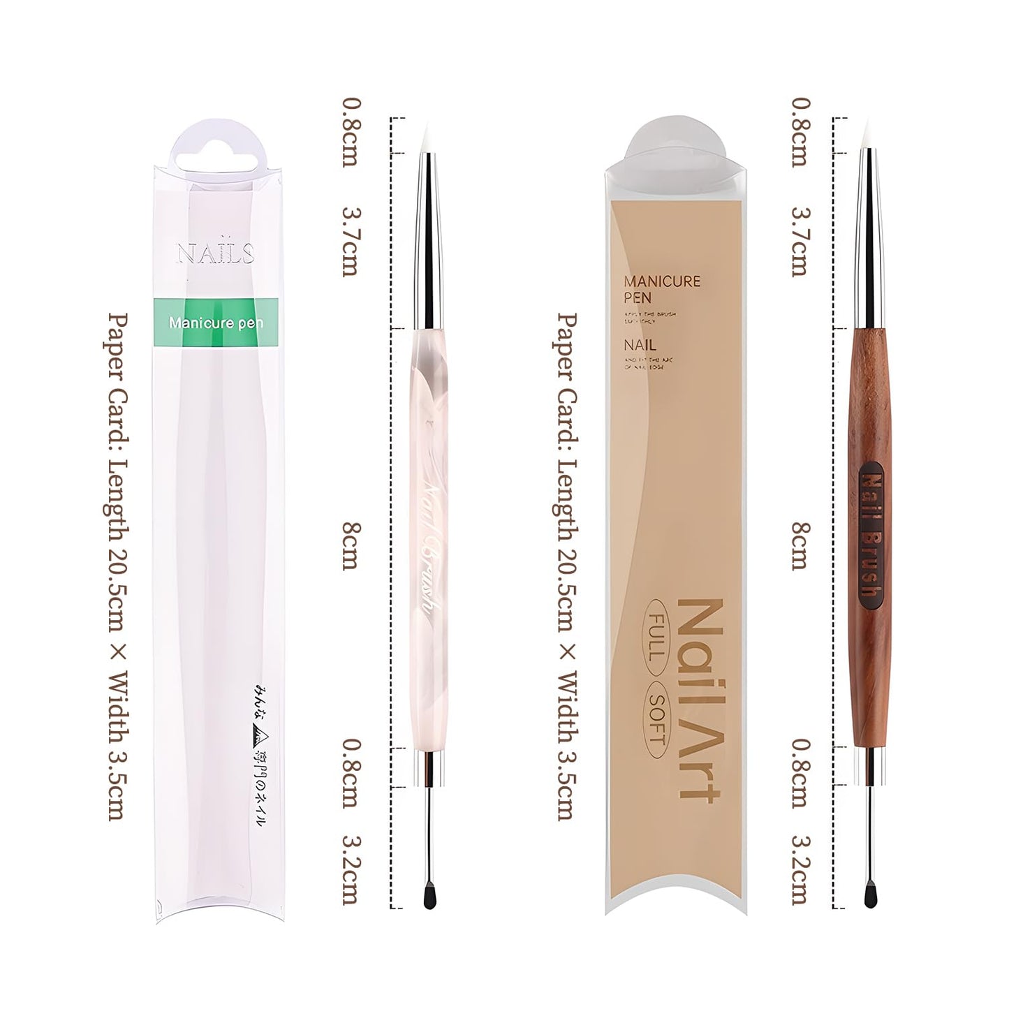 Double Nail Art Sculpture Pen: Silicone & Metal Dual Tipped Nail Brushes Silicone Nail Art Tools for Design Nail Foil Carving Drawing Shaping Effect Nail Art Pens for Home and DIY (Pink+Sandalwood)
