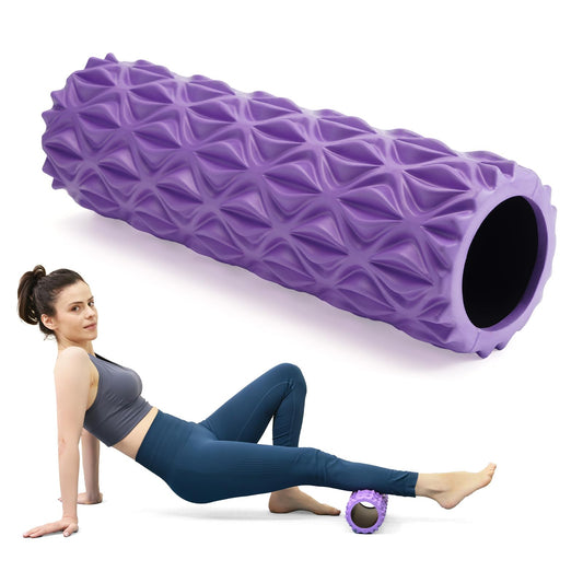 Zmarthumb Foam Roller - 15 inch Deep Tissue Massager for Muscle Massage, Myofascial Trigger Point Release, Exercise, Yoga, Pilates & Stretching(Purple)