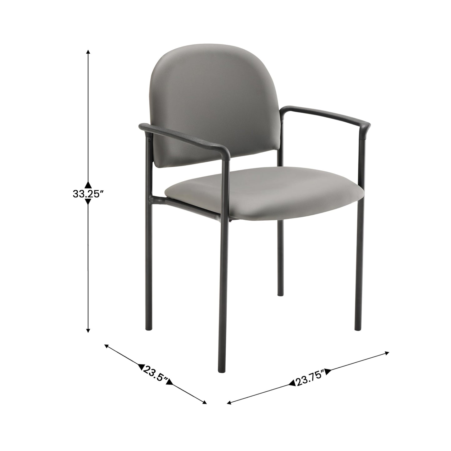 Flash Furniture Tiffany Side Reception Chair with Armrests, Stackable Vinyl Waiting Room Chair for Commercial or Residential Use, Gray