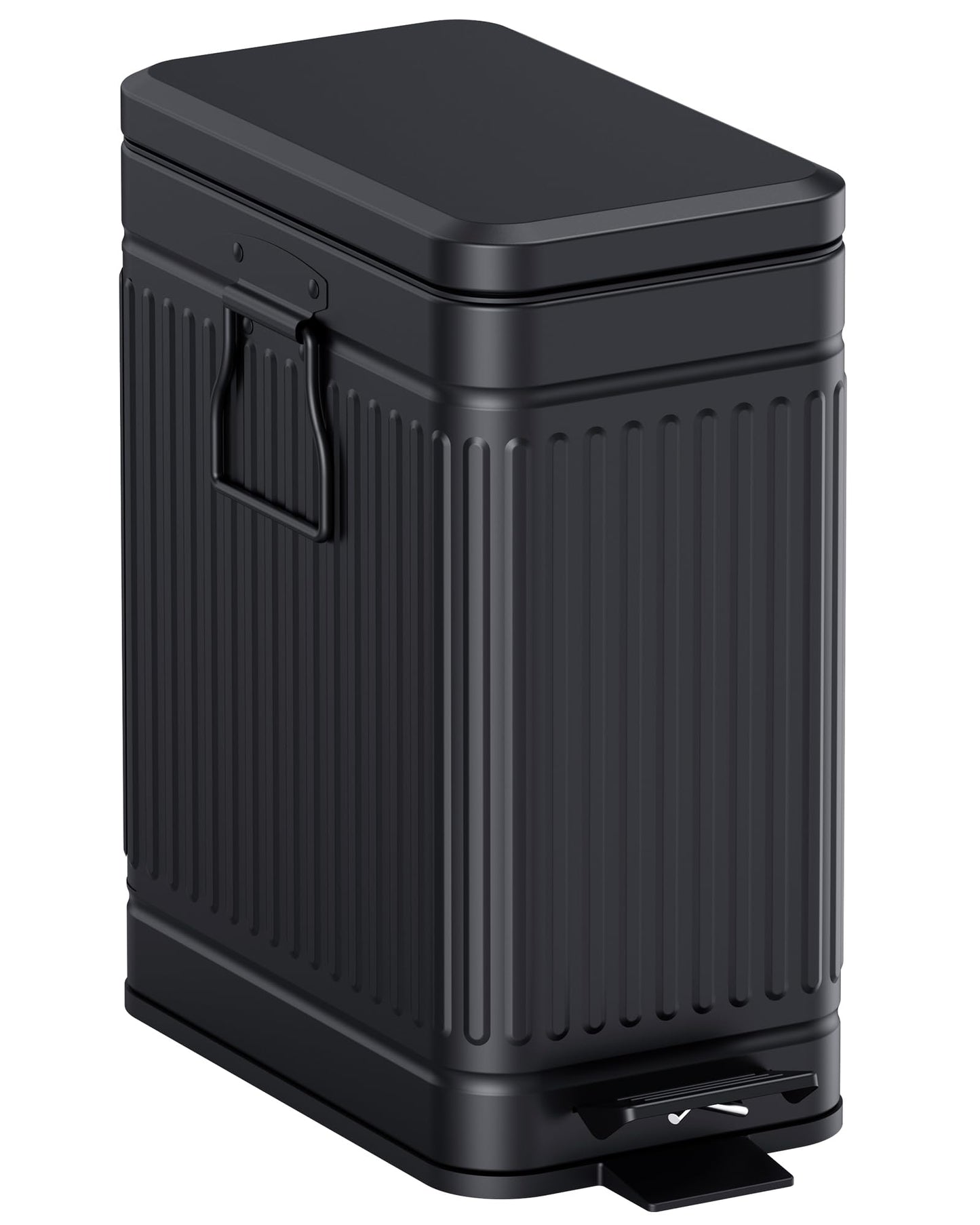 GibHerz Small Trash Can with Lid Soft Close-10L/2.6 Gal Stainless Steel Outdoor Dog Poop Garbage Can-Metal Waste Bins with Pedal for Bathroom Bedroom Office-Black