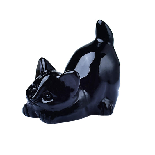 DZJXBZhu Obsidian Cat Crystal Statue Healing Crystal Reiki Meditation Pocket Gem Guardian Sculpture Home Study Table Desk Decor Collection Gift for Loved Ones