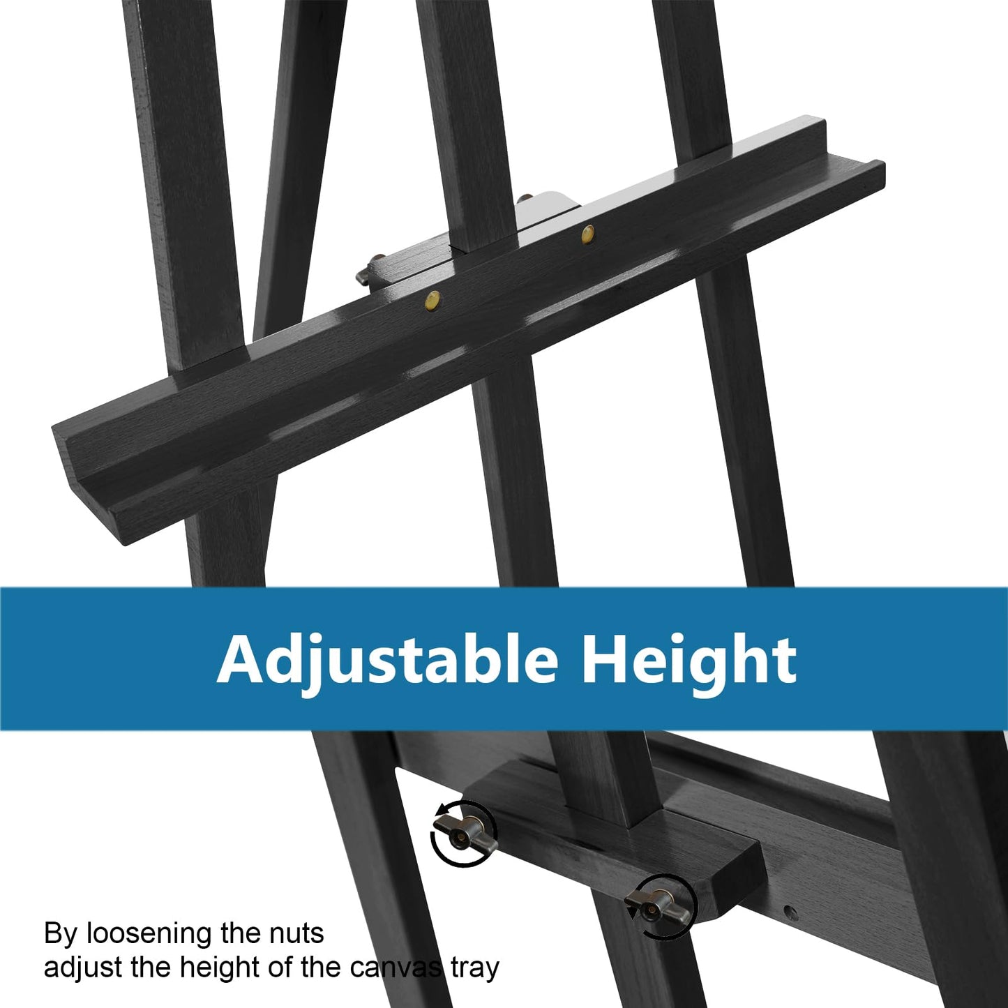 Somime A - Frame Wooden Display Easel - Adjustable Lyre Beechwood Studio Easel Stand Holding Canvas Up to 90", Inclinable Artist Floor Painting Easel for Artwork Painting, Black